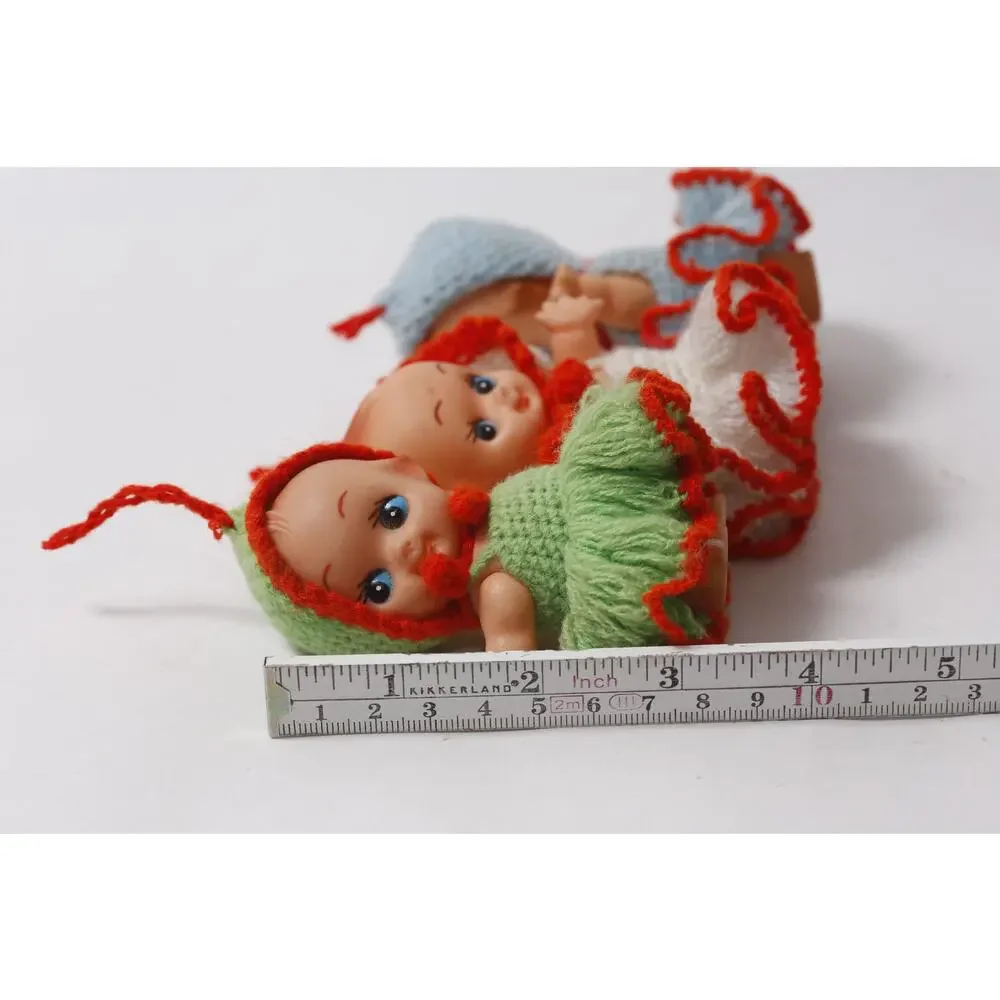 Vintage Kewpie Mini Doll Lot in Handmade Crochet Outfit ~ 260817-WH 1003